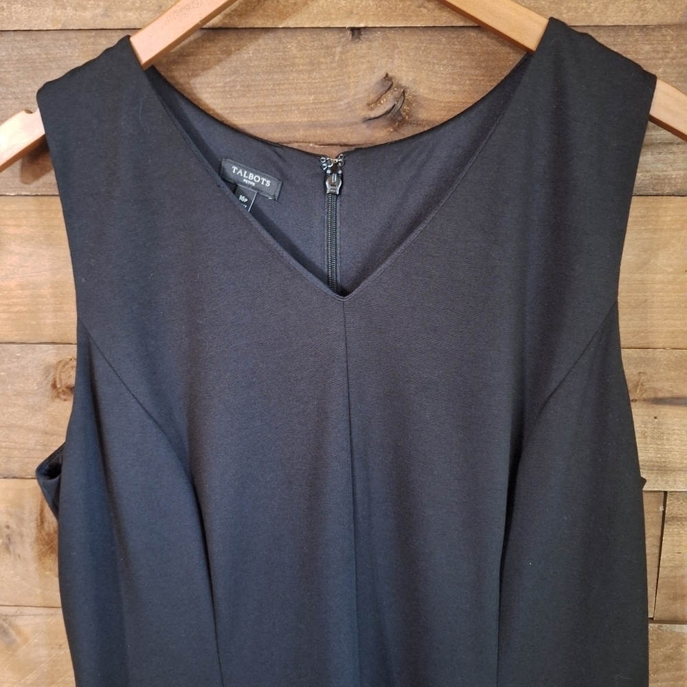 Talbots Petite Embroidered Hem Black Fit & Flare Dress SZ 16P - Picture 2 of 9
